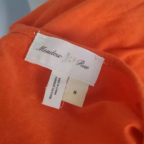 Anthropologie Meadow Rue Orange T-Shirt Size Small - Picture 7 of 8